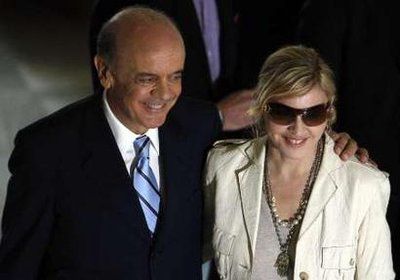 Madonna meets Sao Paulo's Governor Jose Serra on February 10, 2010