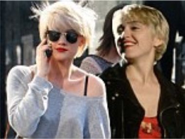 Blonde ambition: Katie Waissel with Madonna's 'Papa don't preach' look