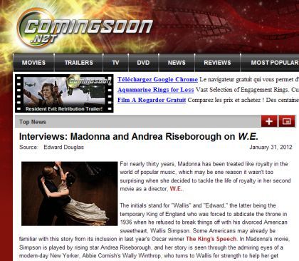 Interview with Madonna by ComingSoon.net - January 31, 2012