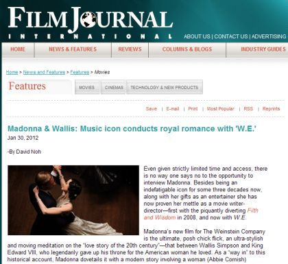 Interview with Madonna by Film Journal - January 30, 2012