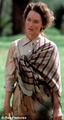 Retro: Madonna wore a shawl for the laying of the stone, reminiscent of Meryl Streep's wardrobe in her 1985 film, Out Of Africa