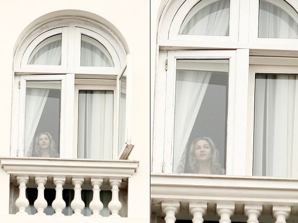 Madonna at the hotel window in Rio