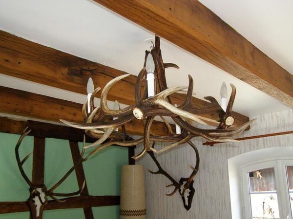 Lustre en bois de cerfs Lustre en bois de cerfs