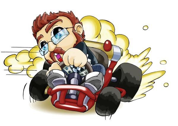 dessin poppo jouant à mario kart wii drawing playing