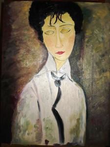 Ma reproductionsde Modigliani, femmes à la cravate noire -  peinturesfabricejoseph