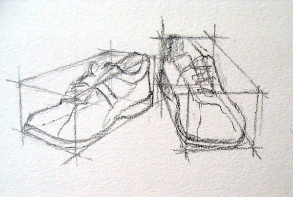 Technique: dessin d'un paire de chaussures - alain_briant_galerie