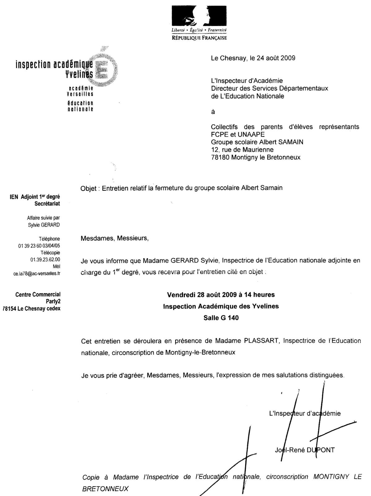 Lettre rencontre parents enseignants