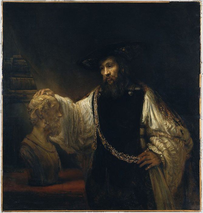 Rembrandt van Rijn, Aristoteles peinzend bij een_h700