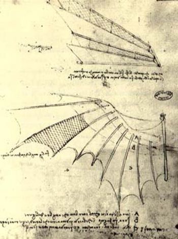 Léonard de Vinci, Aile volante, Codex Atlanticus, Bibliote