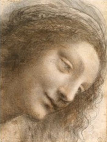 Léonard de Vinci, Etude pour la tête de la Vierge, vers 1