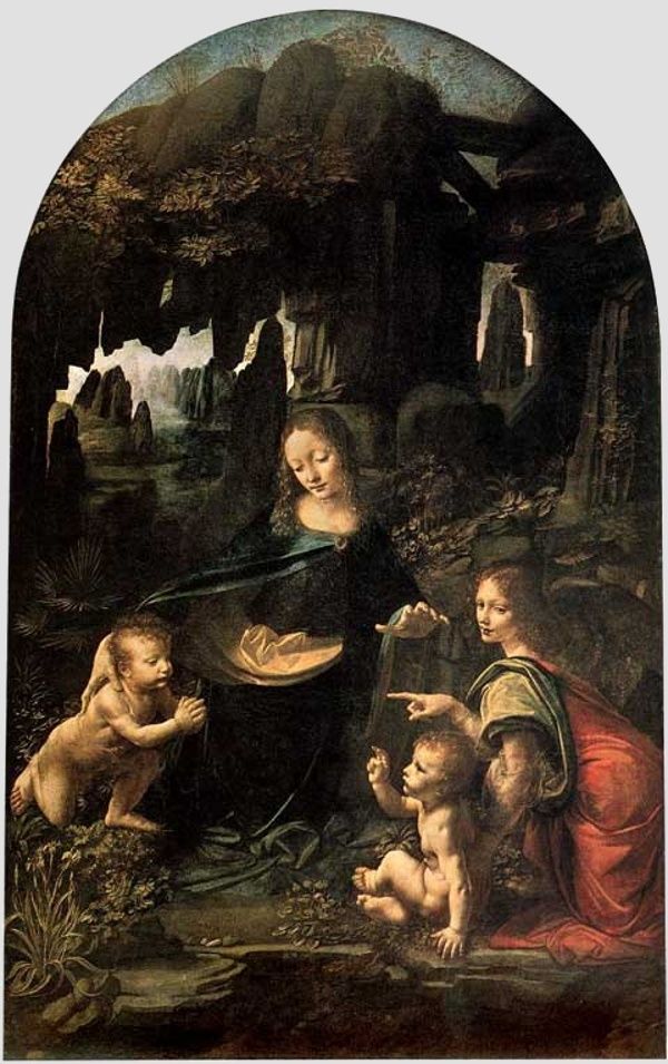 Léonard de Vinci, La Vierge aux Rochers, huile sur toile