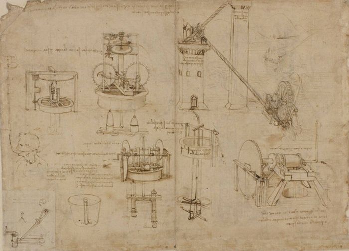 Léonard de Vinci, Machines hydrauliques, Codex Atlanticus,