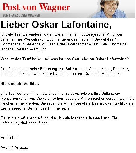 Der pöse Lafontaine, Quelle: bild.de
