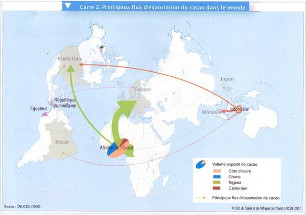 Carte sur le flux d'exportation du cacao dans le monde - Le blog de Gui Des