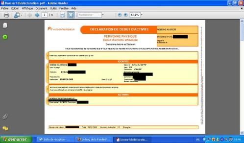 Formulaire inscription auto entrepreneur