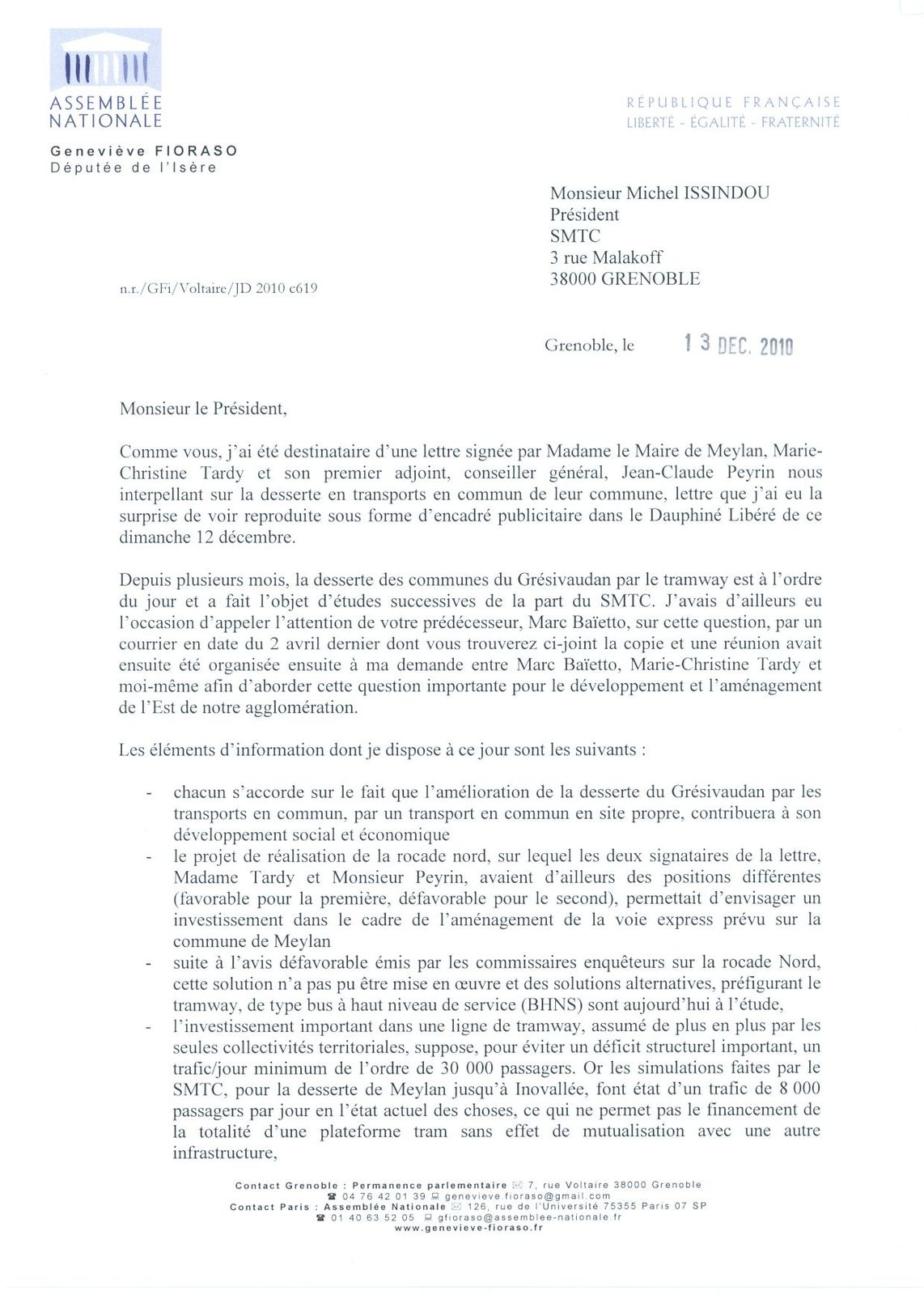 Courrier Michel Issindou Page 1