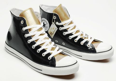 converse cuir perforé