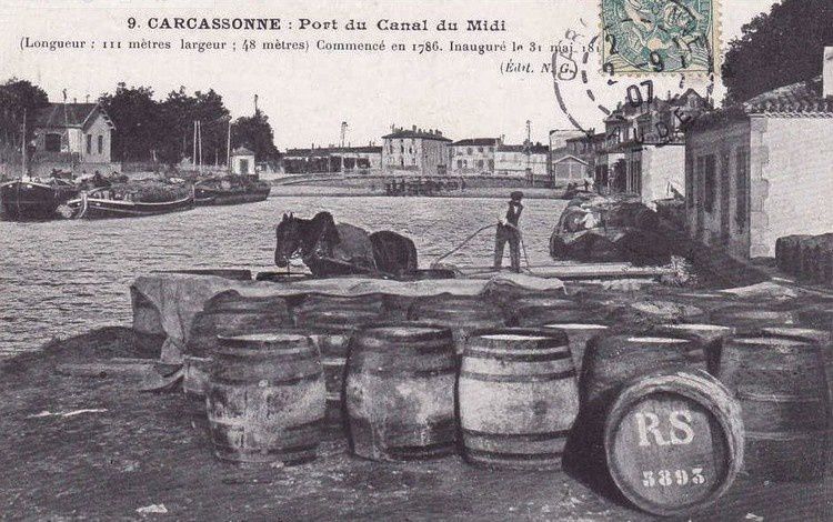 canal du midi Carcassonne port du canal 1905