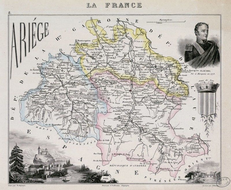 carte de l'ariège en 1850