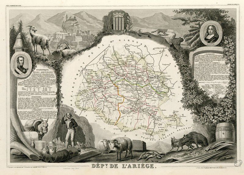 carte de l'ariège en 1854