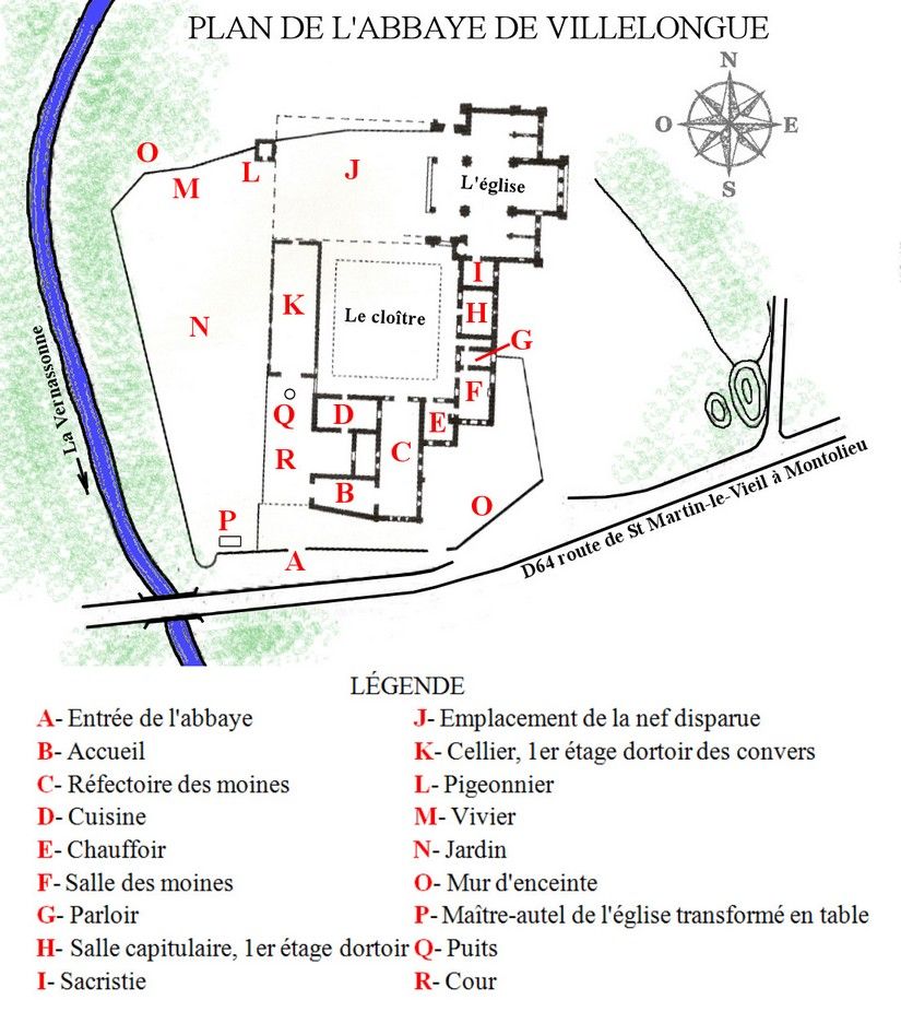 plan de l'abbaye de Villelongue