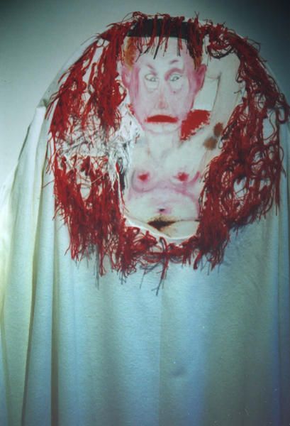 lili-oto, Hommage für Otto Dix, zeitgenössische Kunst, zeitgenössische Kunst, der etablierten Kunst oder Kunst Dissident? Öl auf Papier auf Wald, Textil