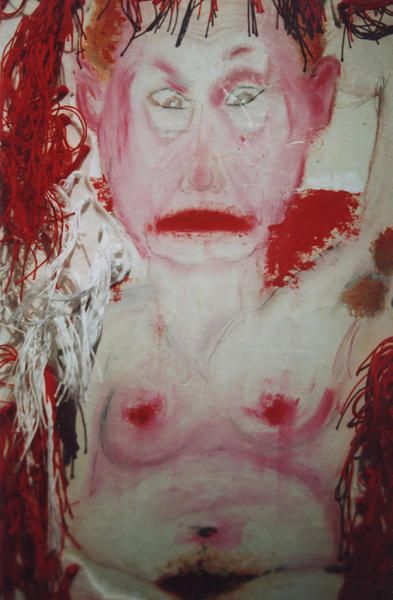 lili-oto, Hommage für Otto Dix, zeitgenössische Kunst, zeitgenössische Kunst, der etablierten Kunst oder Kunst Dissident? Öl auf Papier auf Wald, Textil