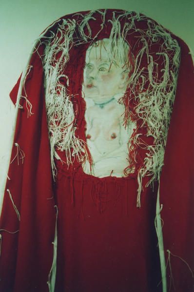 lili-oto, Hommage für Otto Dix, zeitgenössische Kunst, zeitgenössische Kunst, der etablierten Kunst oder Kunst Dissident? Öl auf Papier auf Wald, Textil