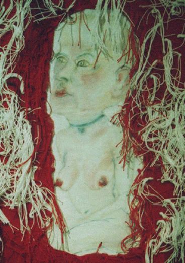 lili-oto, Hommage für Otto Dix, zeitgenössische Kunst, zeitgenössische Kunst, der etablierten Kunst oder Kunst Dissident? Öl auf Papier auf Wald, Textil