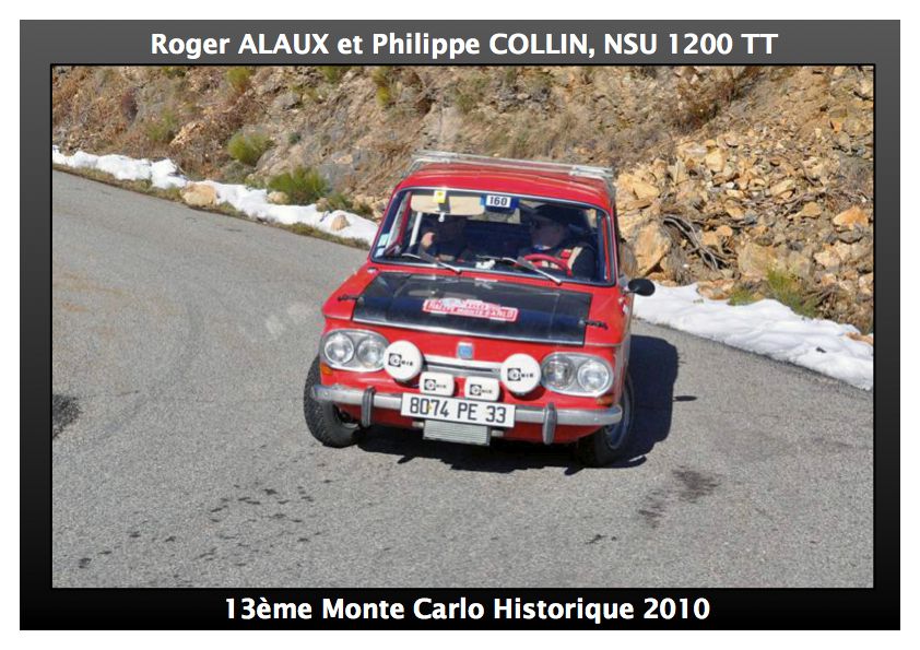 13ème Rallye Monte Carlo Historique 2010. NSU 1200 TT de 1968.14ème classe 1 des voitures construites entre 1966 et 1971.