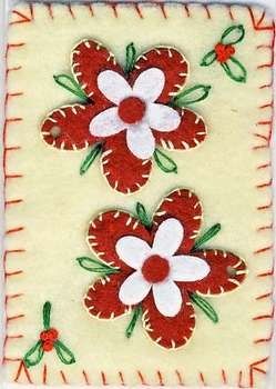 373 red felt flowers; lela usa