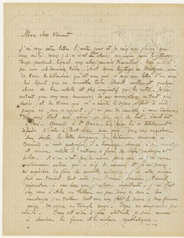 lettre de Gauguin à Vincent Van Gogh lettre de Gauguin à Vincent Van Gogh
