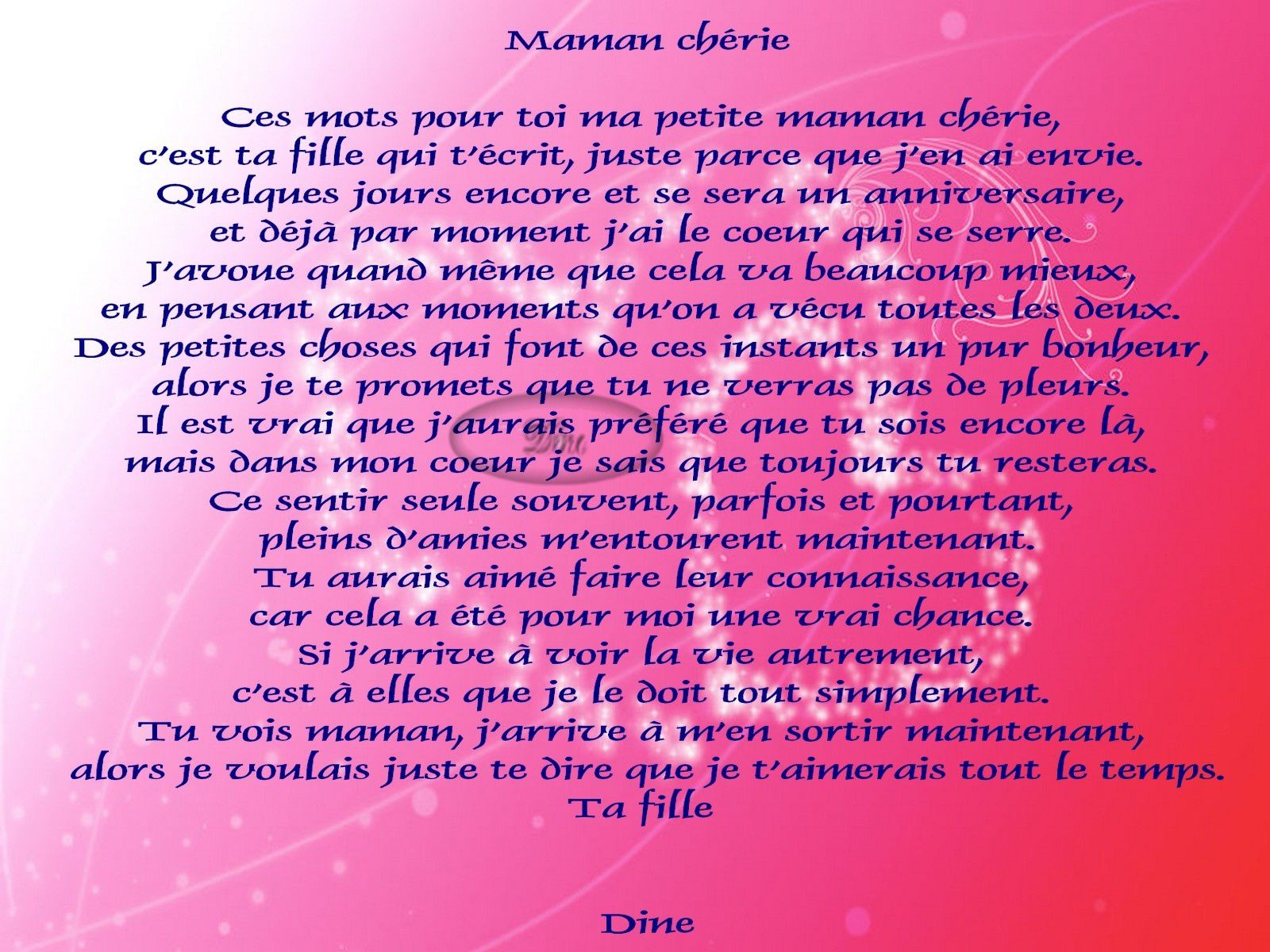 dans mon coeur pour toujours mes paroles en maux Maman ch rie copie 1