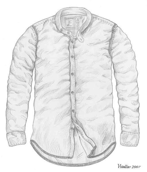 Dessin design de vêtement, chemise, crayon gris sur A4 papier.