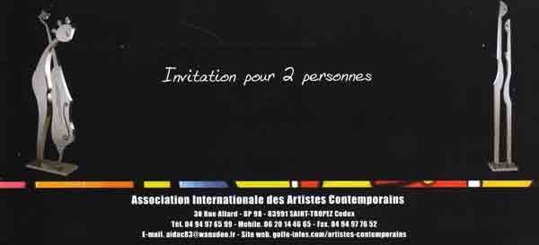 Deuxième volet recto du carton d'invitation pour le vernissage de l'exposition des tableaux à Saint Tropez