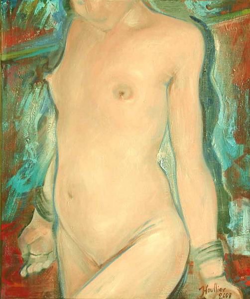 Le tableau '' L'Etude '' Nu féminin contemporain de 55x46Cm : Artiste peintre, Alexandre Houllier