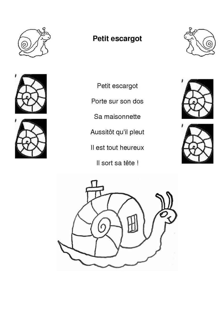Petit escargot porte sur son dos : comptine, partition, conte