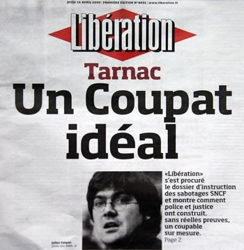 une de libé tarnac coupat coupat sabotages