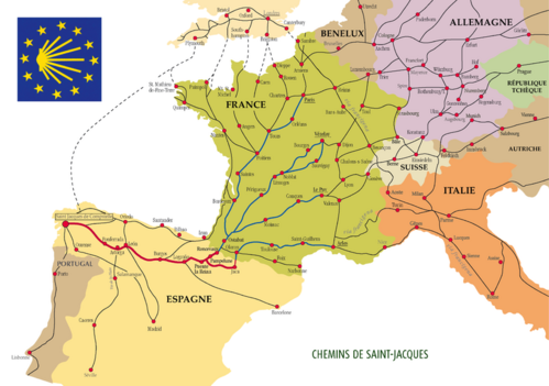 Chemin vers saint jacques de compostelle au départ de l'europe Chemin vers saint jacques de compostelle au départ de l'europe