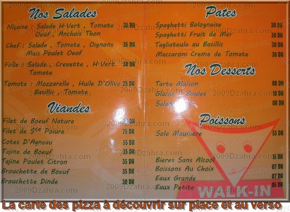 Naples à Taroudant La carte du WALK IN (yeah)