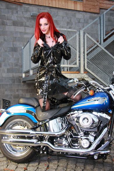 Claire Redhead on Harley Davidson