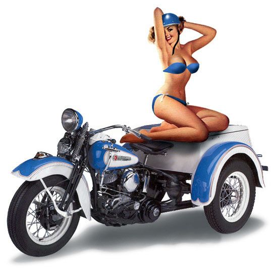 pin-up on a harley-davidson trike pin-up on a harley-davidson trike