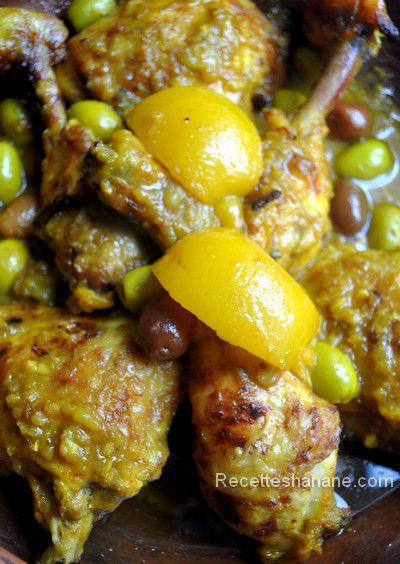 Poulet aux olives et au citron confit , à la marocaine - Recettes by Hanane