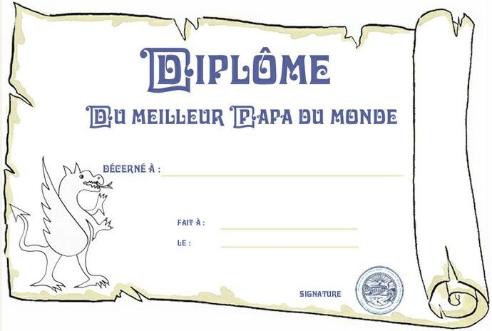 Coloriage Diplome Du Meilleur Papa A Imprimer