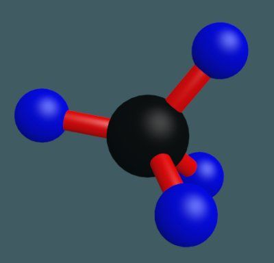 methan-molekuel als dreidimensionals kugelmodell