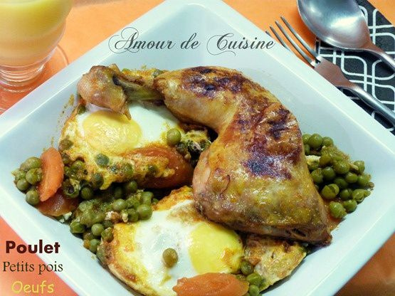 tajine de poulet aux petits pois et oeufs, cuisine algerienne