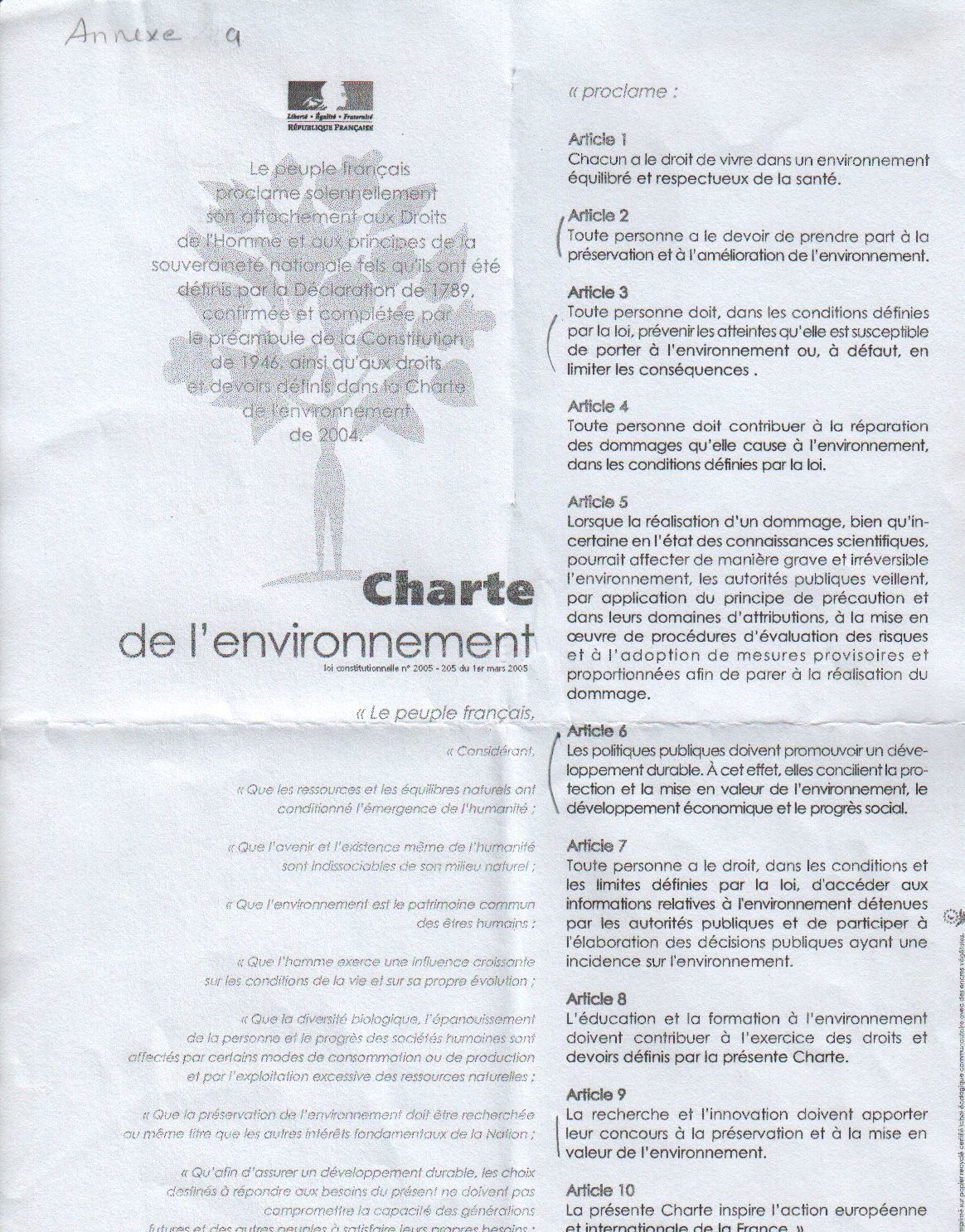 7 Charte de l'environnement (an. a)