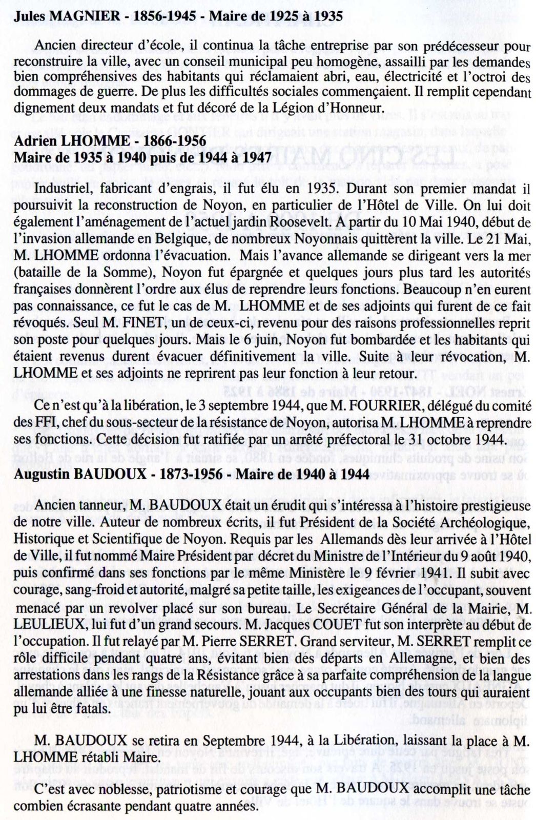 Album - la ville de Noyon (Oise), son Histoire de 1900 à 1950 (chapitres 3 et 4)
