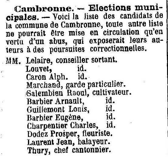 Album - le village de Cambronne les Ribecourt (Oise),au fil des mois au cours des années 1800 et 1900