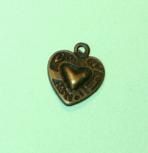 Charm bronze coeur sur coeur